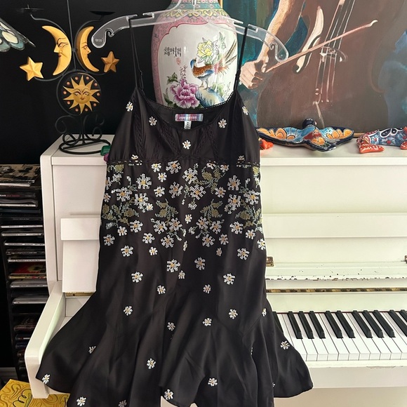 Urban Outfitters Black Floral Mini Dress Medium - Picture 7 of 16